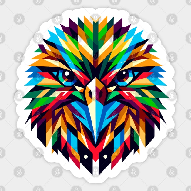 Geometric Kiwi Bird: Colorful Mosaic Art Sticker by AmandaOlsenDesigns